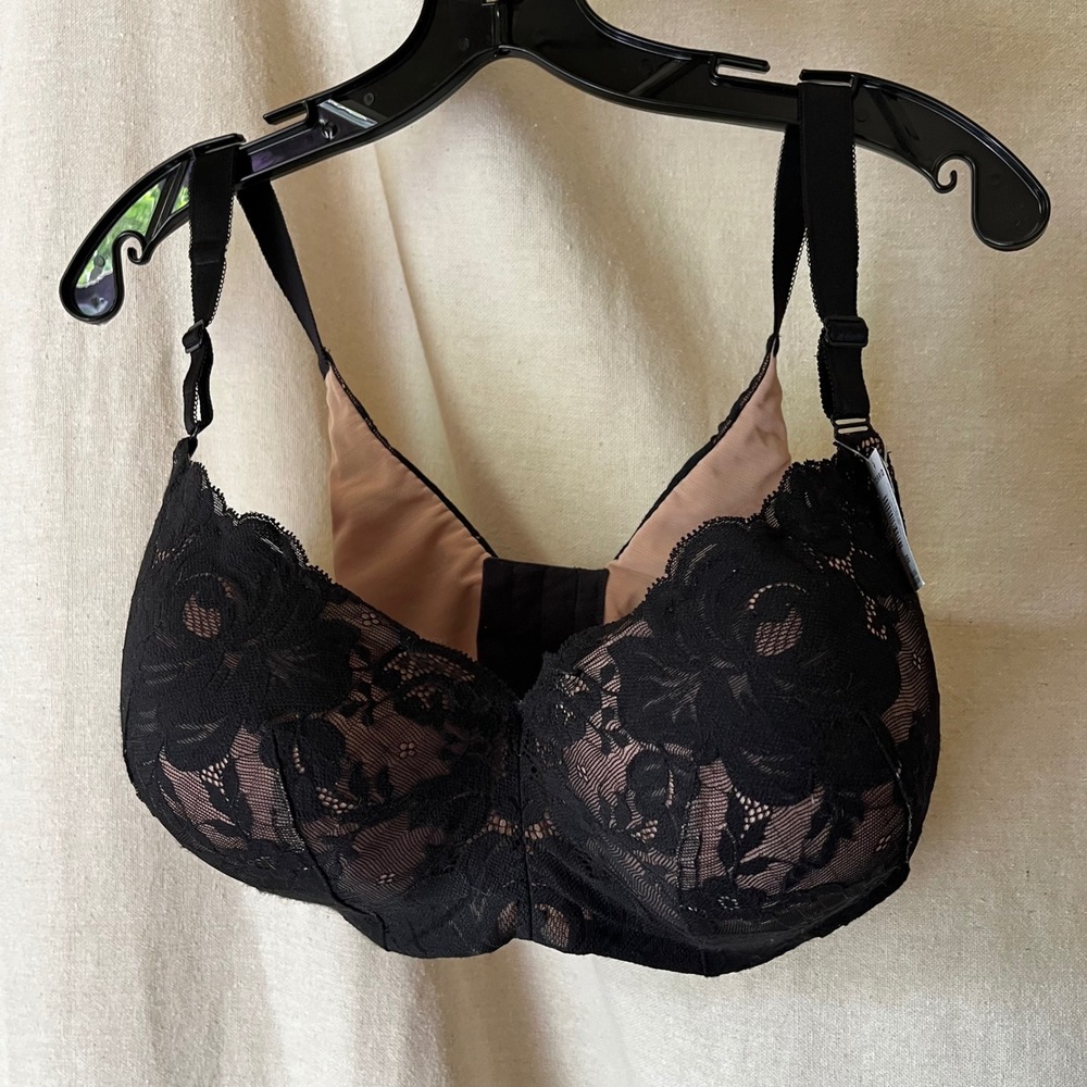 Torrid‎ 38G Black Nude Lace 360 Smoothing Underwire Bra NWT